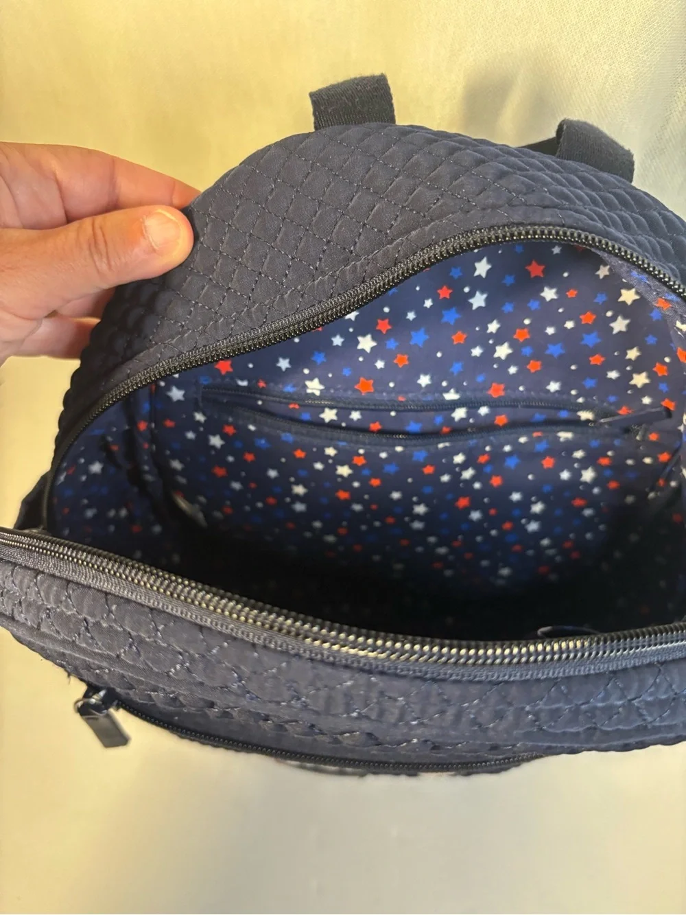 Vera Bradley Quilted Floral Embroidered Backpack small- Navy